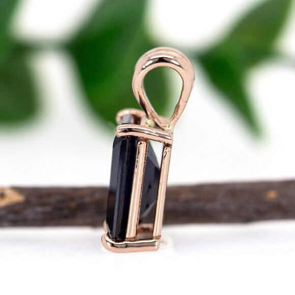 Midnight Blue Sapphire Pendant in 14K Solid Gold | Solitaire Pendant - Picture 7 of 8